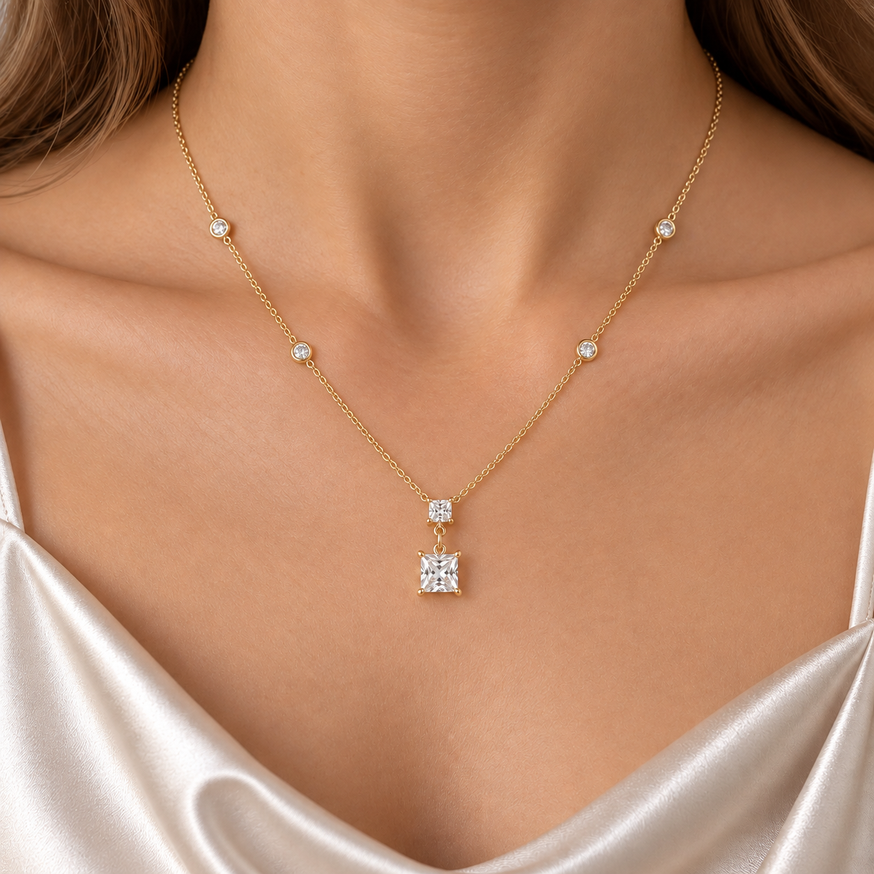 316L Stainless Steel Diamondlite Drop Necklace - Image 2