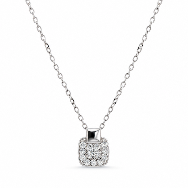 Square Cluster Diamondlite 925 Sterling Silver Necklace