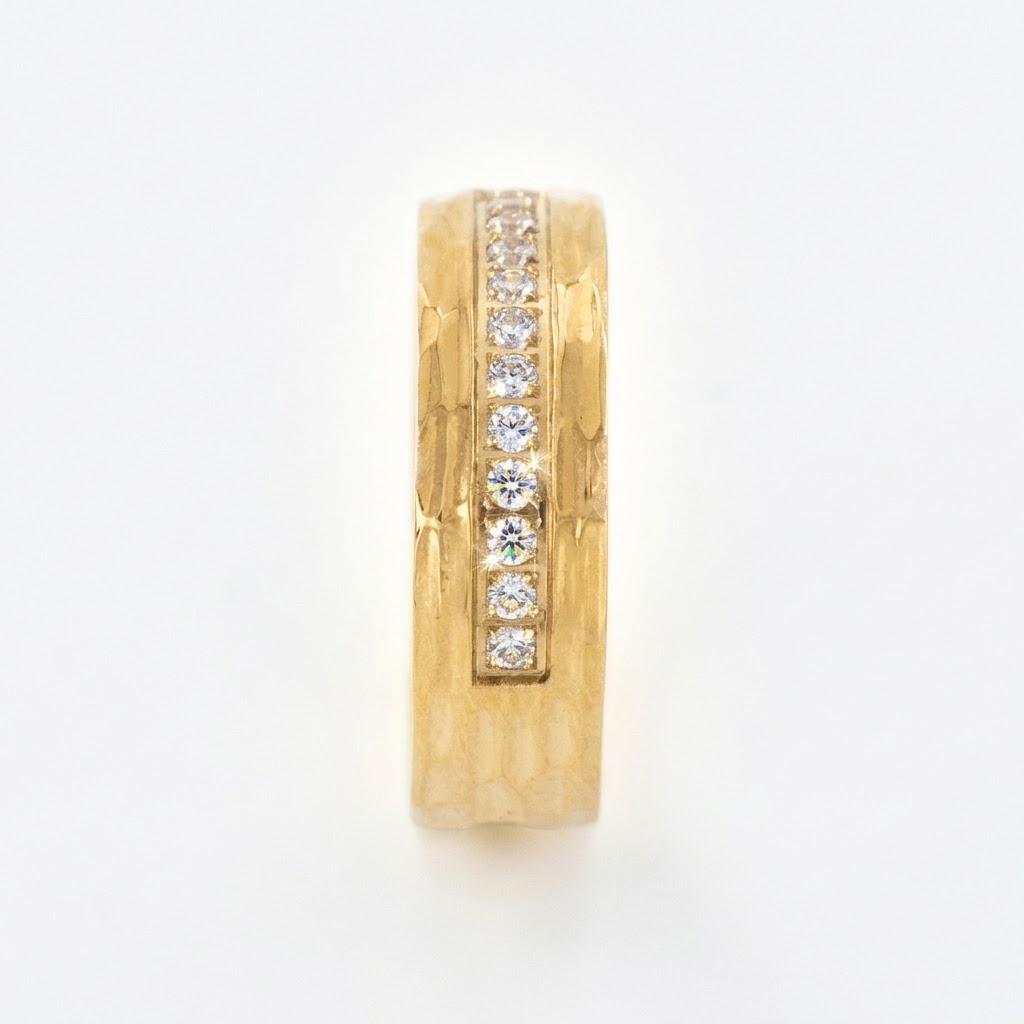 Textured Pavé Diamondlite 316L Stainless Steel Band Ring - Image 2