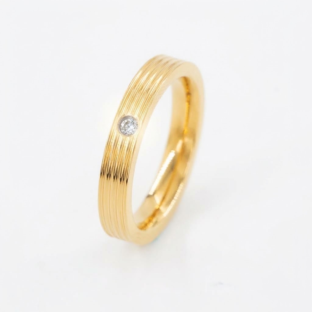 Single Stone Grooved Diamondlite Band Ring
