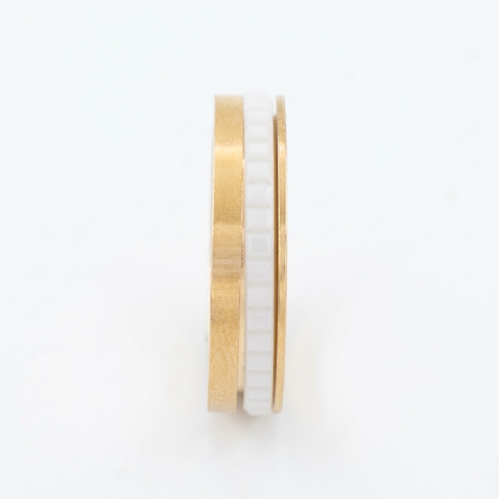 White Inlay 316L Stainless Steel Band Ring - Image 2