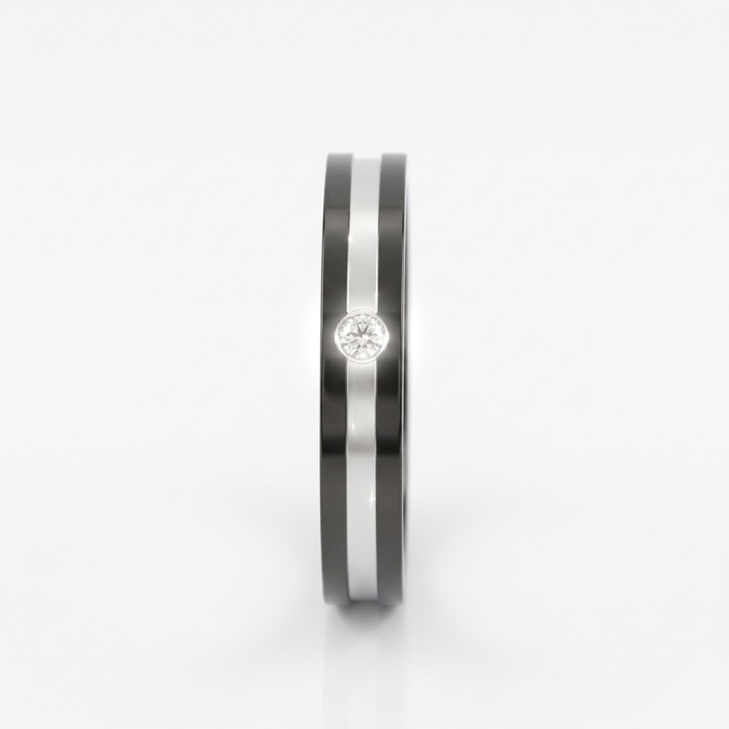 Single Stone Textured Diamondlite Band Ring - Image 2