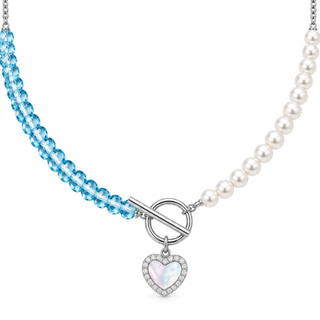 Heart Toggle Beaded 316L Stainless Steel Necklace