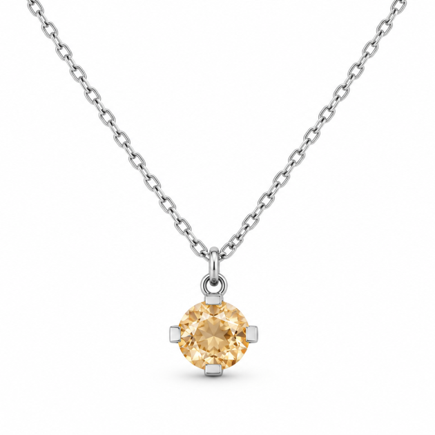 Round Champagne Diamondlite 316L Stainless Steel Necklace