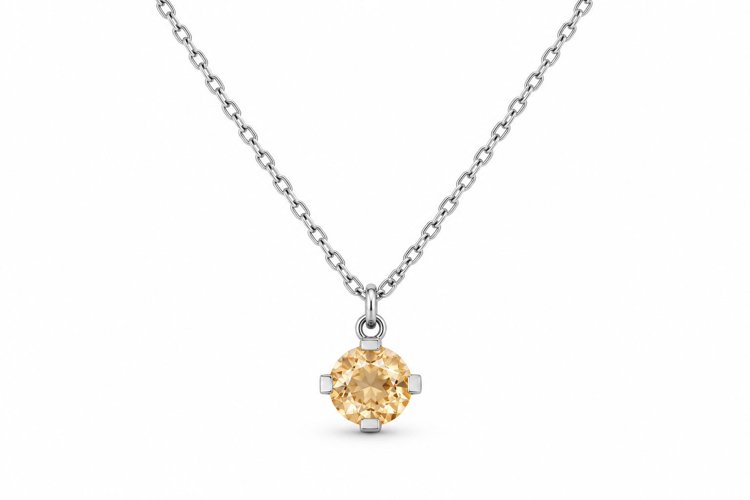 Round Champagne Diamondlite 316L Stainless Steel Necklace