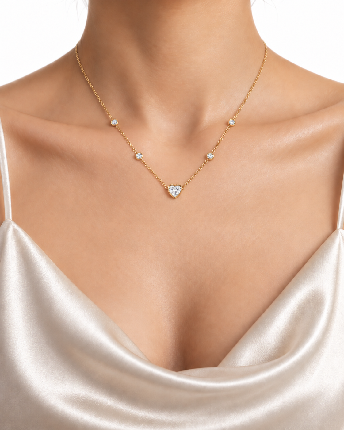 Heart Solitaire Diamondlite 316L Stainless Steel Necklace - Image 2