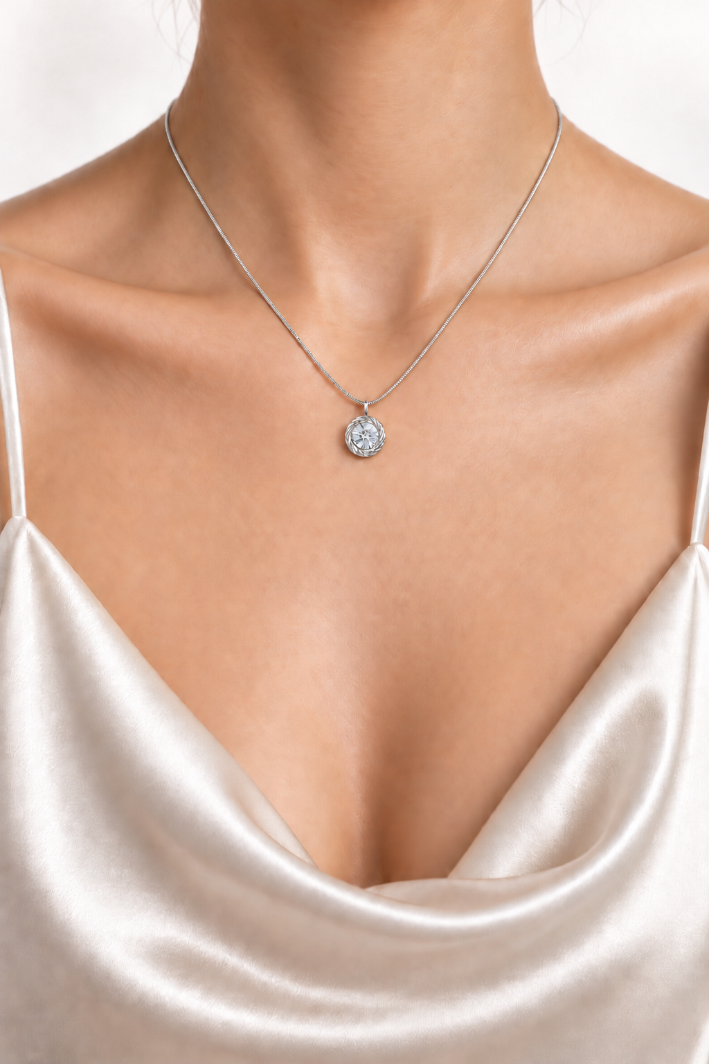 Round Twisted Frame Diamondlite 316L Stainless Steel Necklace - Image 2