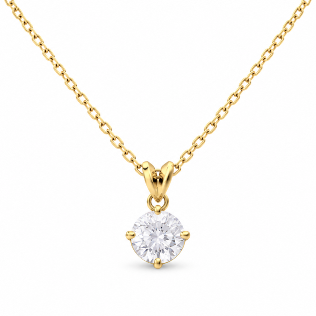 Round Solitaire Diamondlite 316L Stainless Steel Necklace