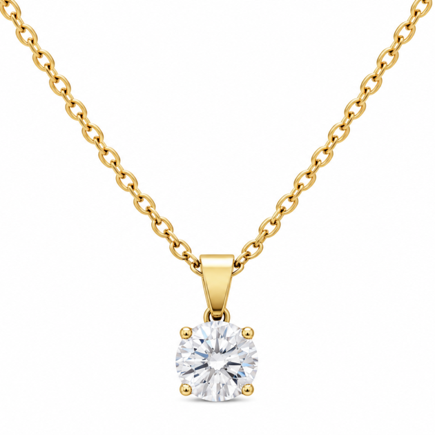 Round Solitaire Diamondlite 316L Stainless Steel Necklace