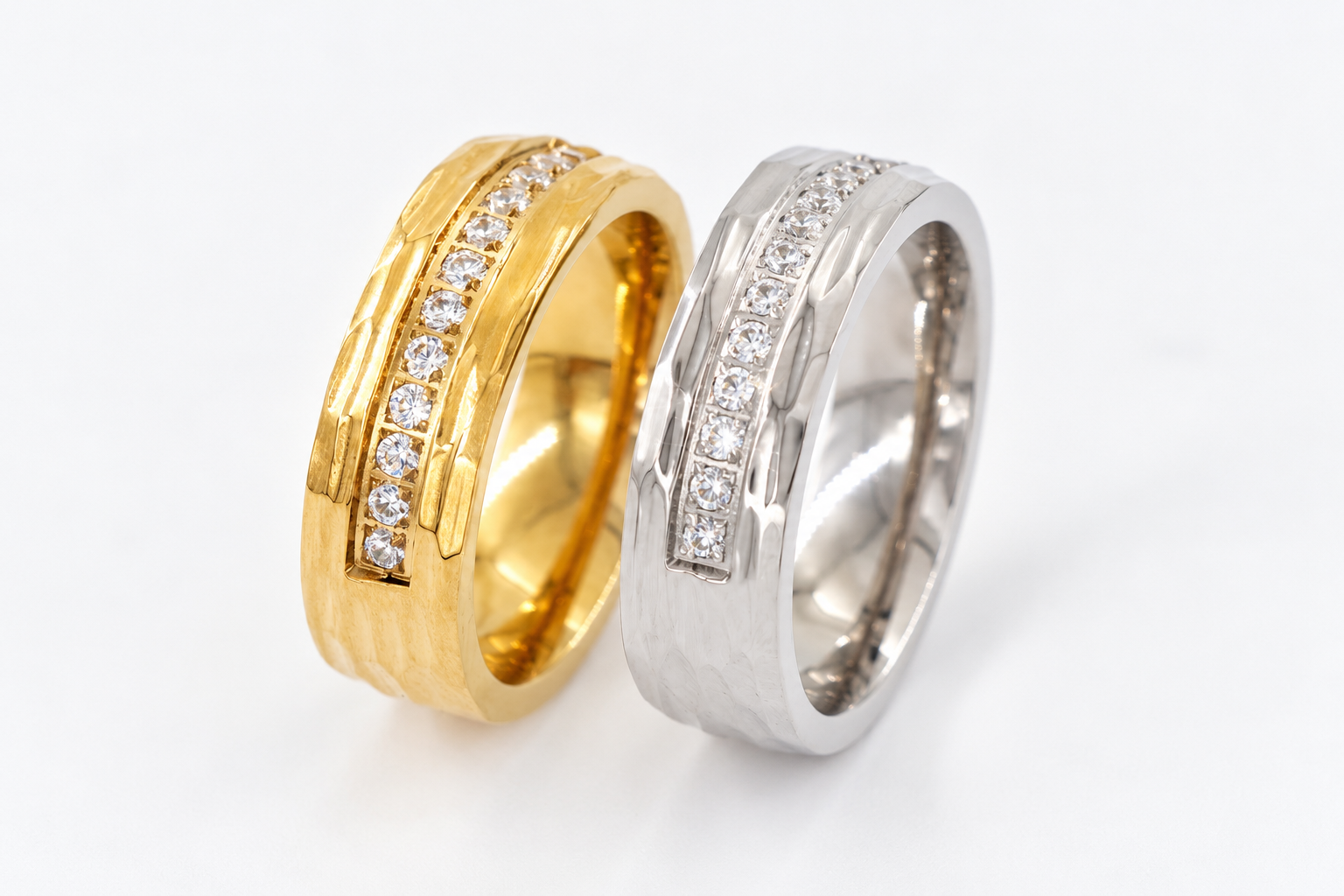 Textured Pavé Diamondlite 316L Stainless Steel Band Ring
