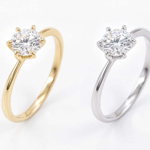 Six-Prong Round Solitaire Diamondlite 316L Stainless Steel Ring