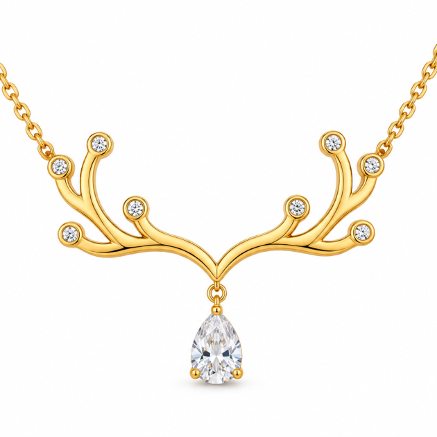 Gold-Tone Branch Drop Diamondlite 316L Stainless Steel Necklace