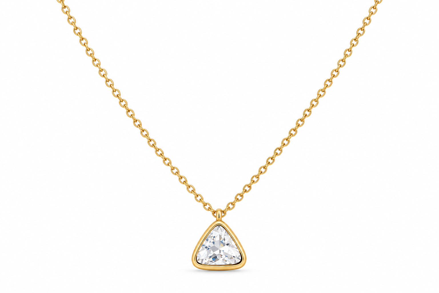 Triangular Solitaire Diamondlite 316L Stainless Steel Necklace