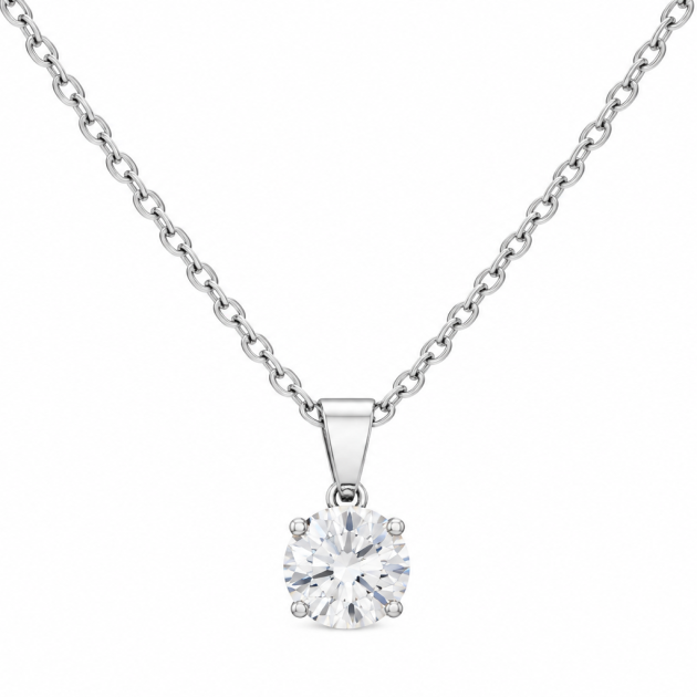 Round Solitaire Diamondlite 316L Stainless Steel Necklace