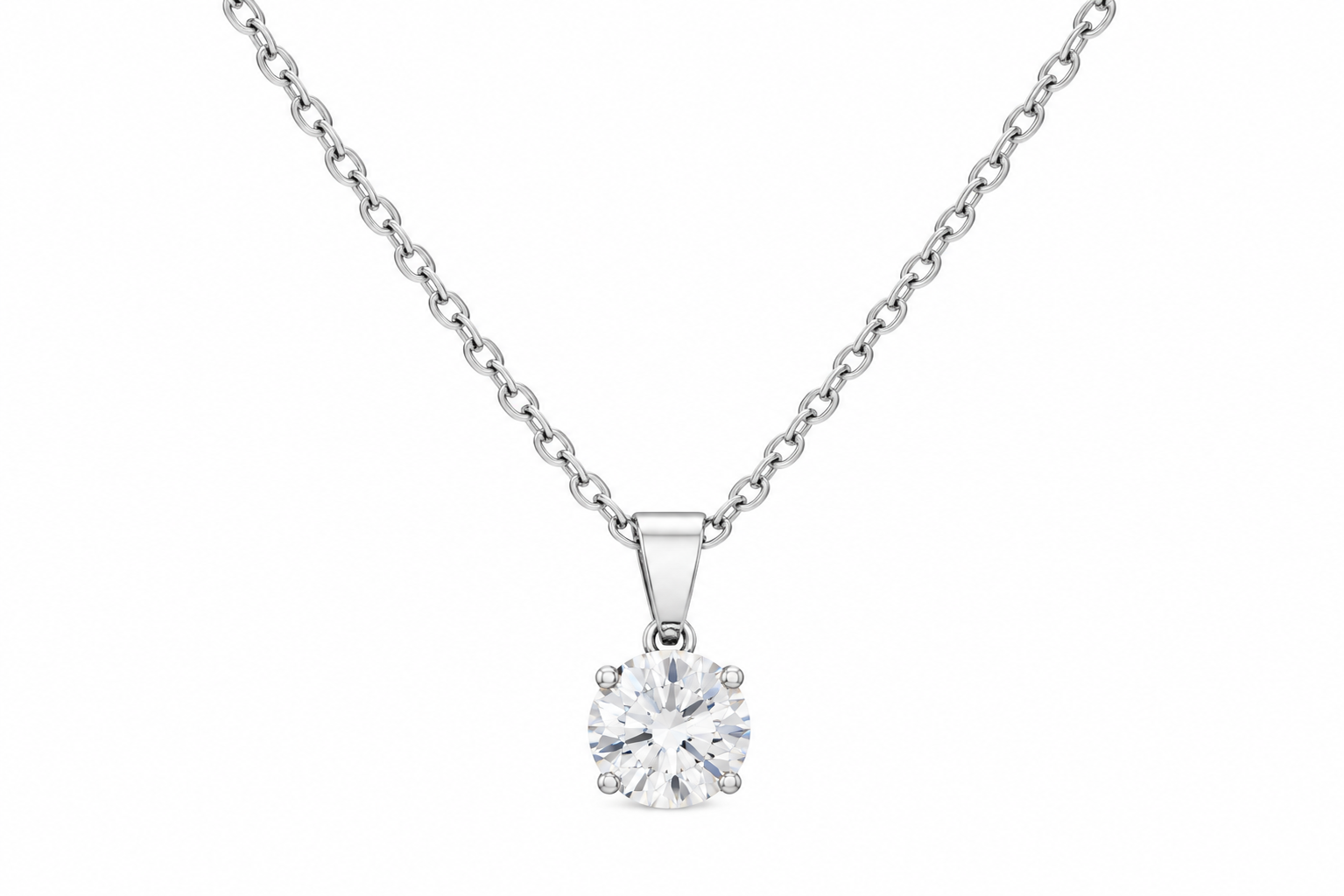 Round Solitaire Diamondlite 316L Stainless Steel Necklace