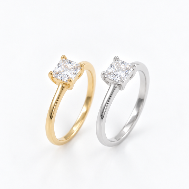 Princess-Cut Solitaire Diamondlite 316L Stainless Steel Ring