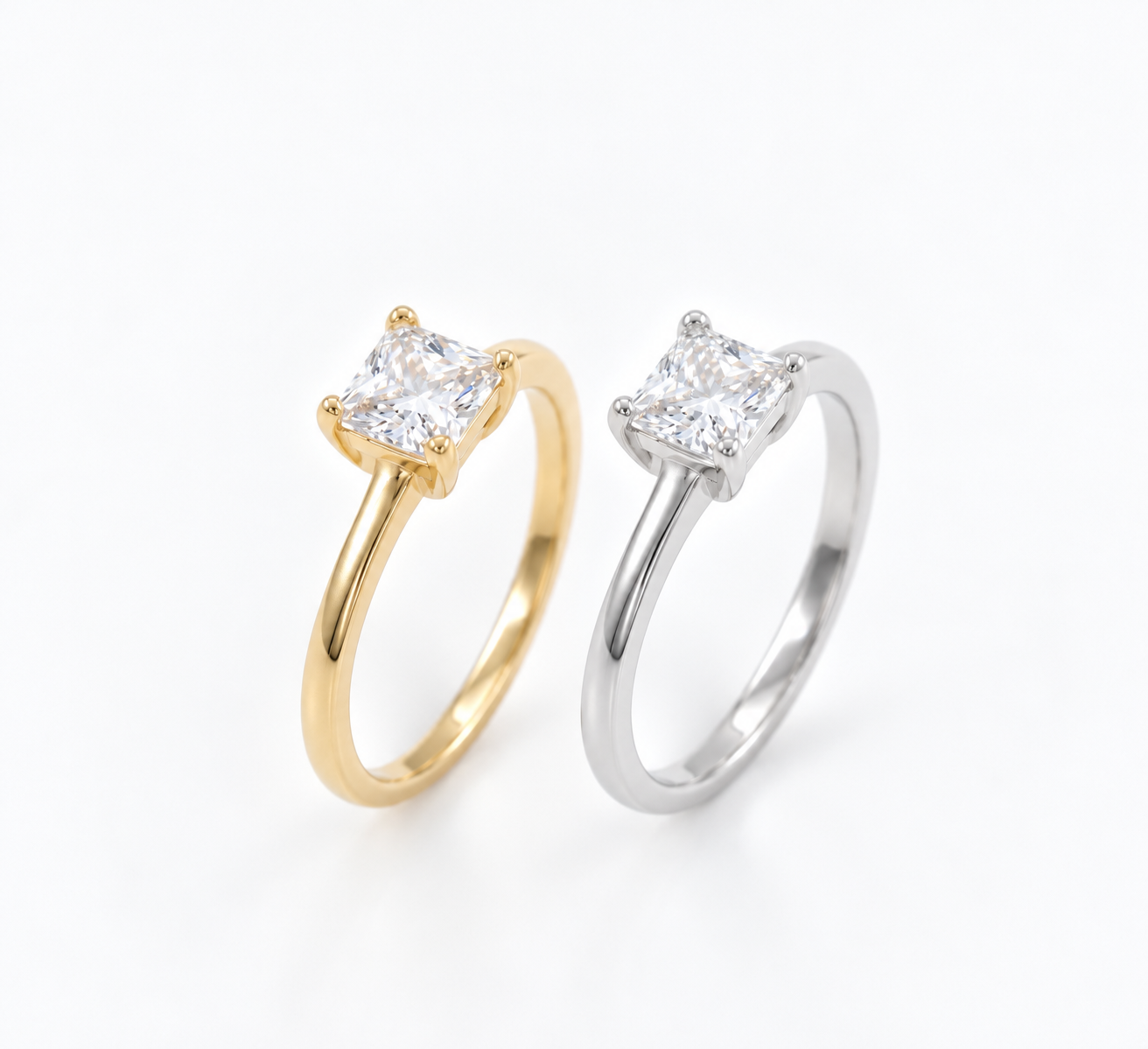 Princess-Cut Solitaire Diamondlite 316L Stainless Steel Ring