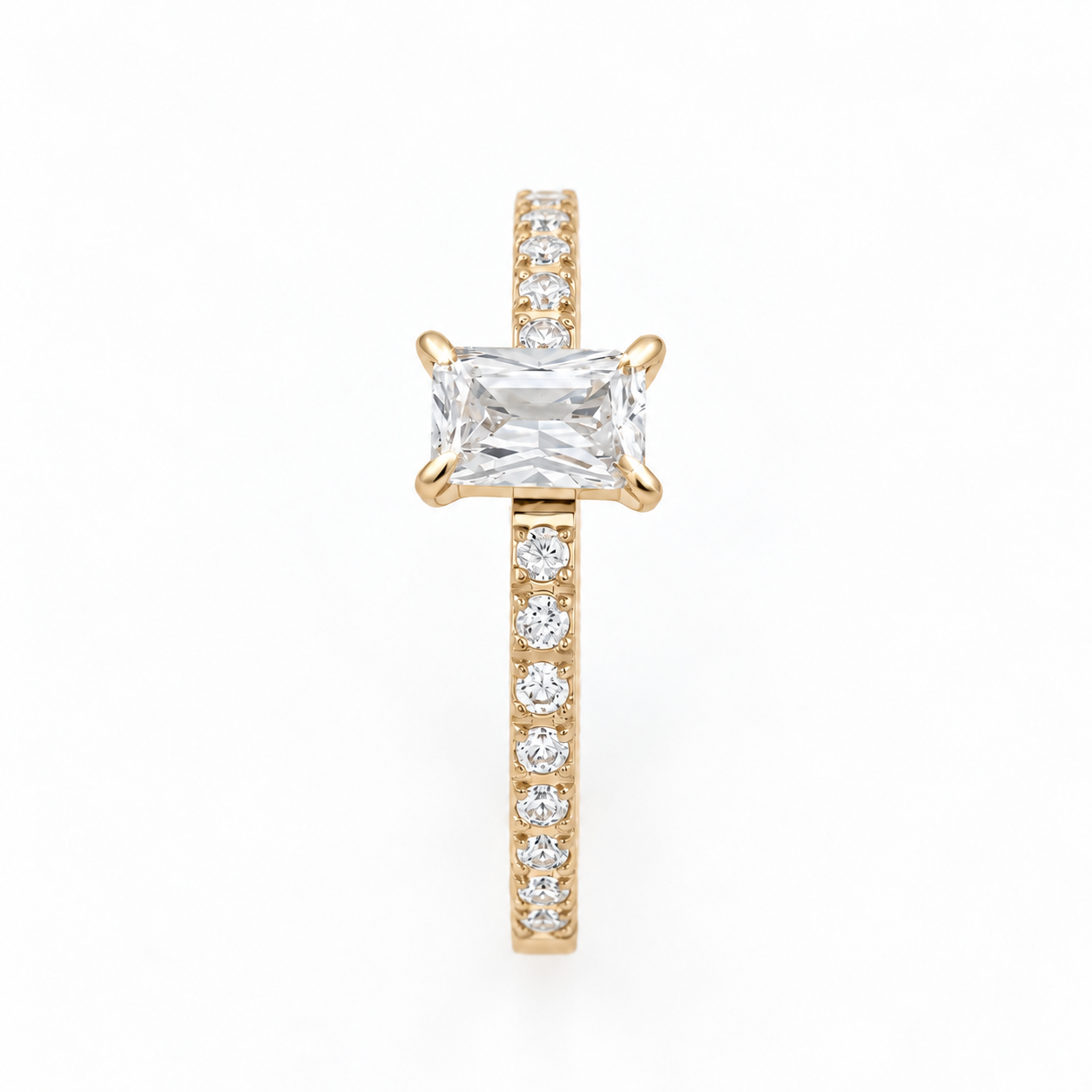 Emerald-Cut Pavé Diamondlite 316L Stainless Steel Ring - Image 2